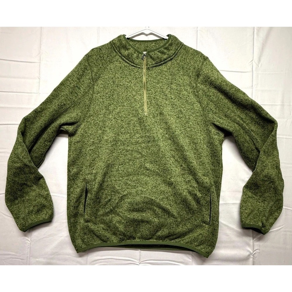 Browning Jaxon Sweater Mens Large Heather Green Stretch Knit 1/4 Zip Warm Wear